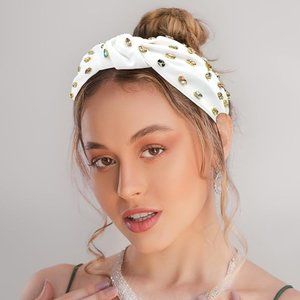 NEW! EXCLUSIVE ZARA WHITE PADDED RHINESTONES HEADBAND